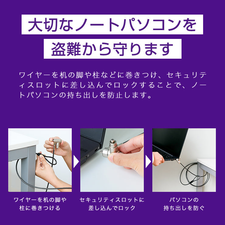 マルチスロット対応 セキュリティワイヤー Sガード(シリンダ錠)