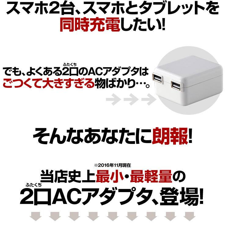 INOVA イノバ USB ACアダプター 2ポート 急速充電 2.4A