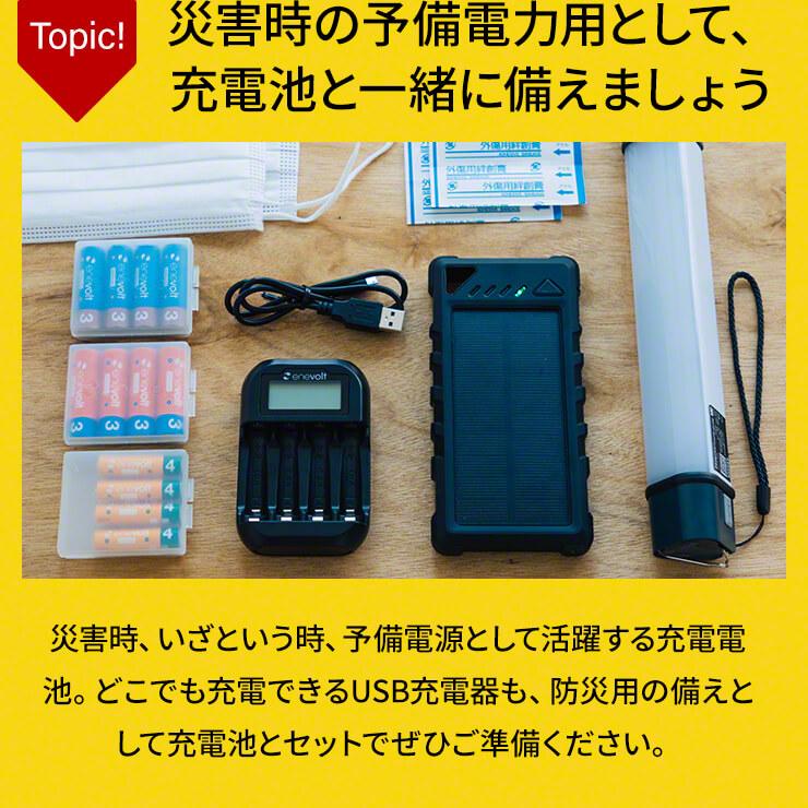 enevolt エネボルト LCD付 USB充電器 単3 単4 4本用