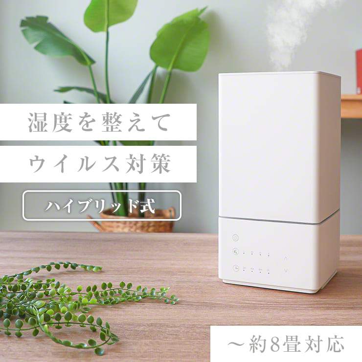 ハイブリッド加湿器 加熱式加湿器 自湿度調整 3段階調節 4L 300ml/h
