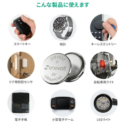 【予約販売中】enevolt エネボルト リチウムコイン電池 CR1632形 3V 120mAh 2個セット