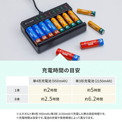 エネボルト 2Way USB充電器 単3 単4 8本用