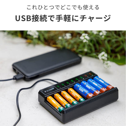 エネボルト 2Way USB充電器 単3 単4 8本用