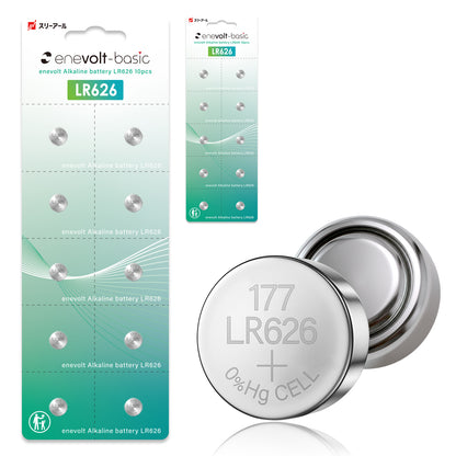 enevolt アルカリボタン電池 LR626 1.5V 10個 セット AG4 LR66 177互換 腕時計 電卓 おもちゃ用 高性能 長持ち パック