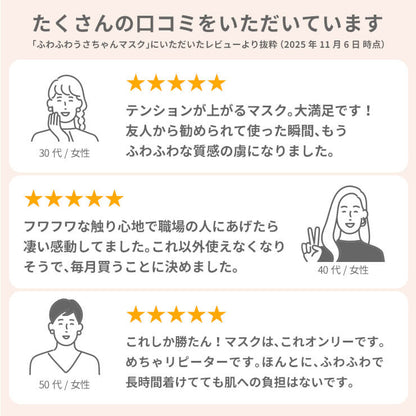 ふわふわうさちゃんマスク 7枚入 普通サイズ ホワイト 使い捨てマスク 不織布 柔らかタイプ