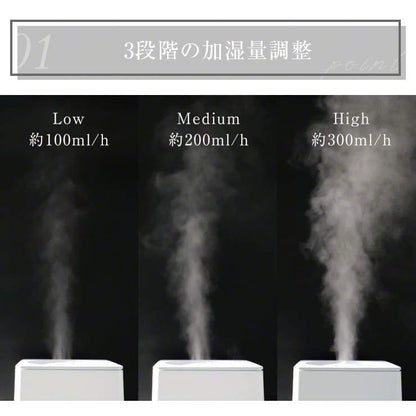 ハイブリッド加湿器 加熱式加湿器 自湿度調整 3段階調節 4L 300ml/h